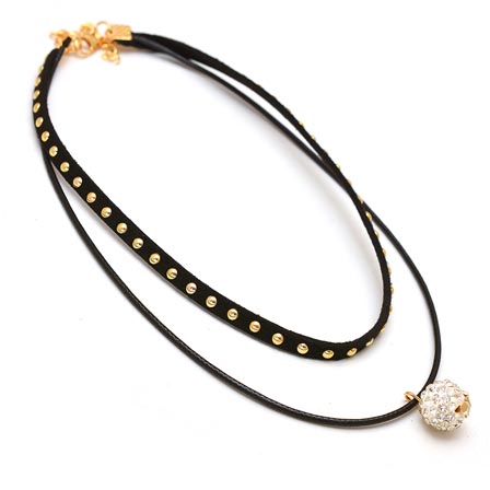 Two Layer Gold and White Drop Neckless with White Stone Pandent for Women