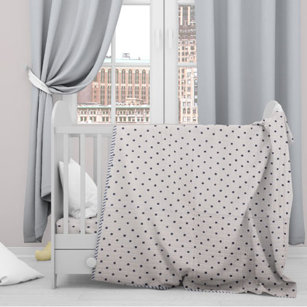 White Black Polka Cotton Block Print Baby Quilt-33140