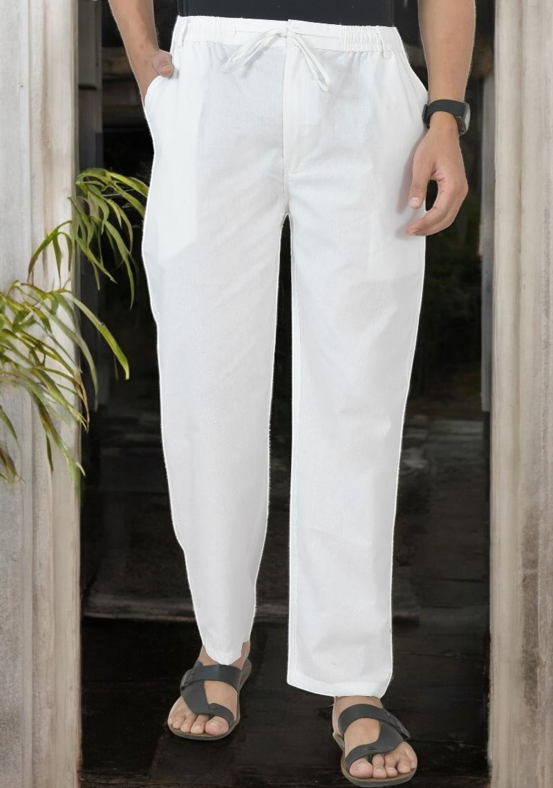 White Linen Regular Fit Pant-49410