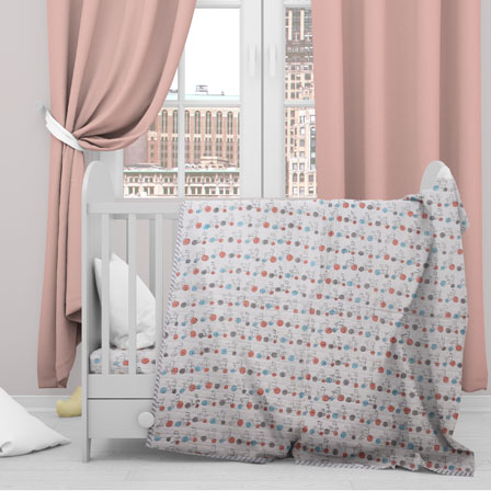 White Orange Cycle Cotton Block Print Baby Quilt-33132