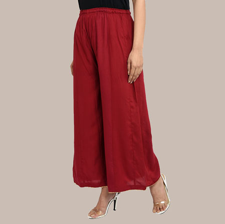 Wine Plain Rayon Palazzo Pant-36299