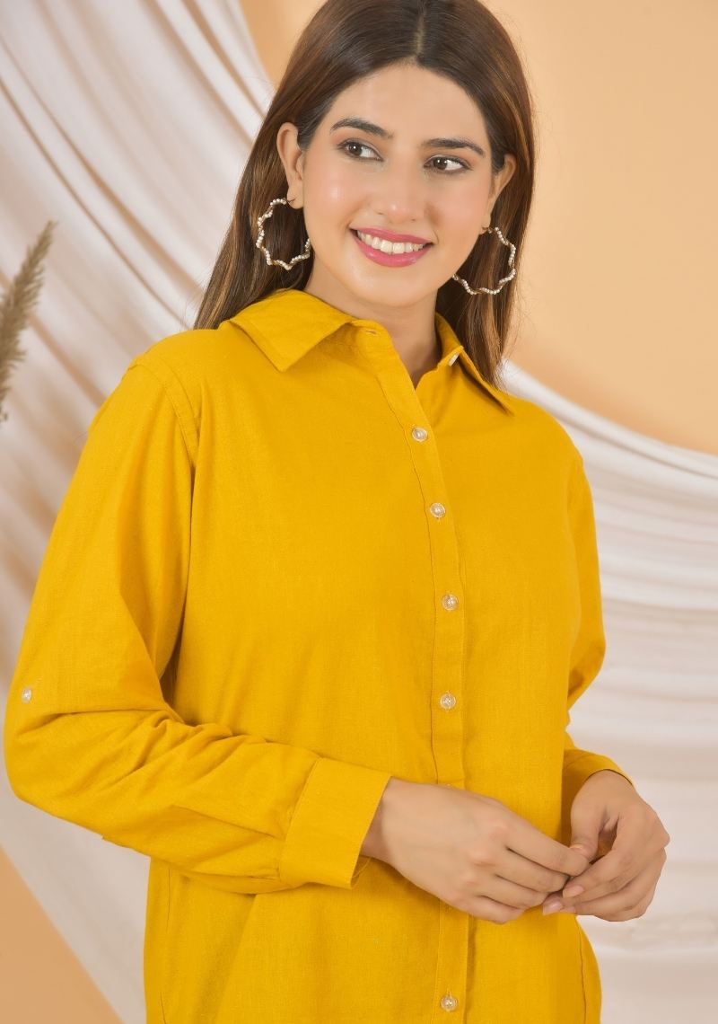 Yellow Airy-Linen Shirt-49163