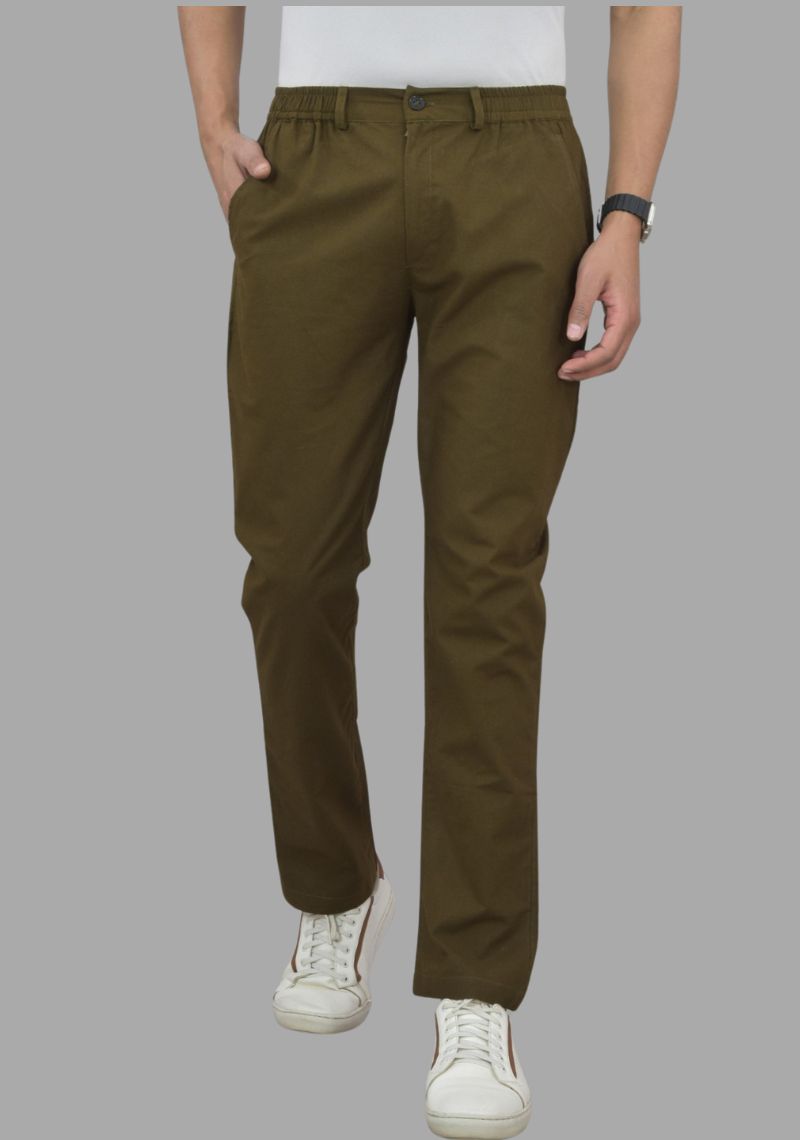 Army Green Pure Cotton Mens Trouser-47063