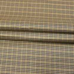 Beige Black Checks Tweed Wool Fabric-90764