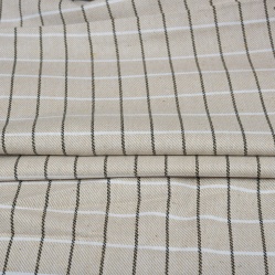 Beige Black Twill Cotton Handloom Fabric-90399