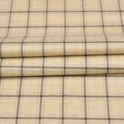 Beige Brown Checks Tweed Wool Fabric-90699