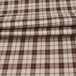Beige Brown Checks Tweed Wool Fabric-90722