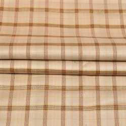 Beige Brown Checks Tweed Wool Fabric-90772