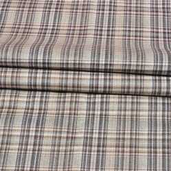 Beige Brown Checks Tweed Wool Fabric-90775