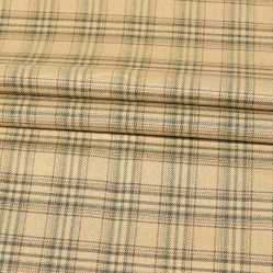 Beige Green Checks Tweed Wool Fabric-90785