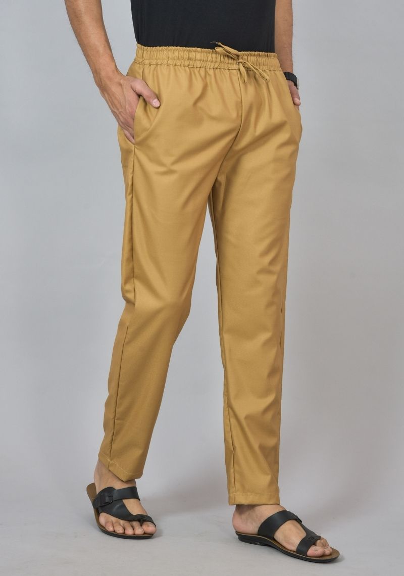 Beige Lycra Casual Men Pant-47836