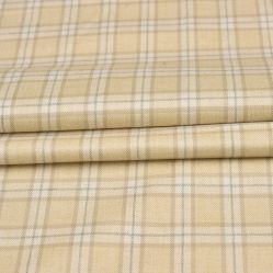 Beige Off White Checks Tweed Wool Fabric-90692