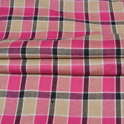 Beige Pink and Black Twill Cotton Handloom Fabric-90406
