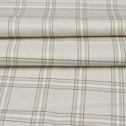 Beige White Checks Tweed Wool Fabric-90721