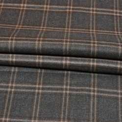 Black Beige Checks Tweed Wool Fabric-90774