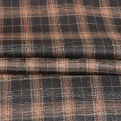 Black Brown Checks Tweed Wool Fabric-90781