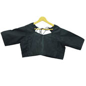 Black Flower Silk Brocade Blouse-30111