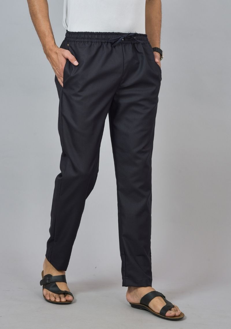 Black Lycra Casual Men Pant-47844