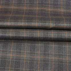 Black Orange Checks Tweed Wool Fabric-90784
