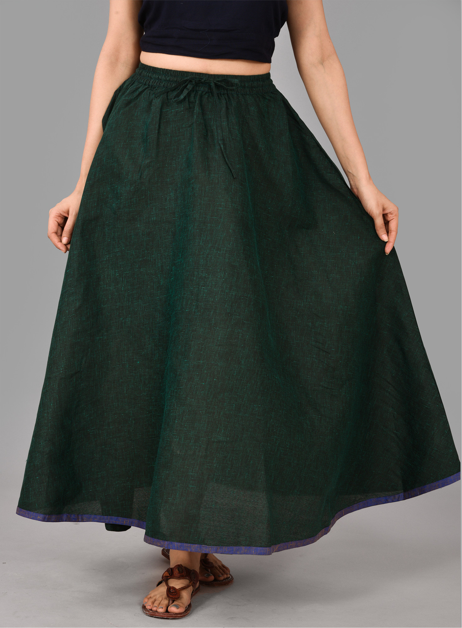 Black Plain Cotton Skirt Palazzo Pant-36717