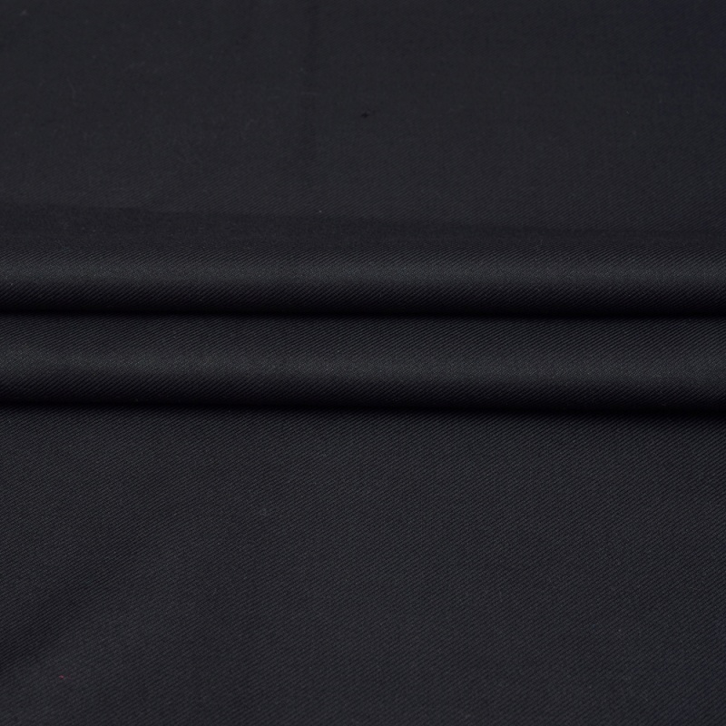 Black Solid Tweed Wool Fabric-90457