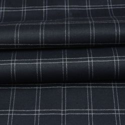Black White Checks Tweed Wool Fabric-90696