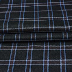 Black White Checks Tweed Wool Fabric-90719