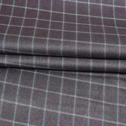 Black White Checks Tweed Wool Fabric-90758