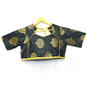 Black and Golden Tree Silk Brocade Blouse-30098
