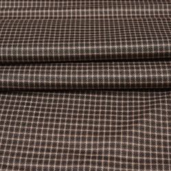 Brown Beige Checks Tweed Wool Fabric-90723