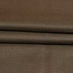 Brown Black Checks Tweed Wool Fabric-90762
