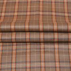 Brown Black Checks Tweed Wool Fabric-90763
