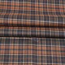 Brown Black Checks Tweed Wool Fabric-90778