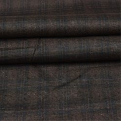 Brown Blue Checks Tweed Wool Fabric-90711
