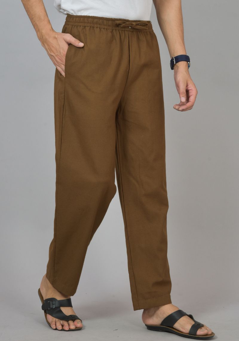 Brown Cotton Twill Men Pant-48273