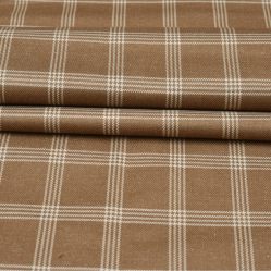 Brown Cream Checks Tweed Wool Fabric-90724