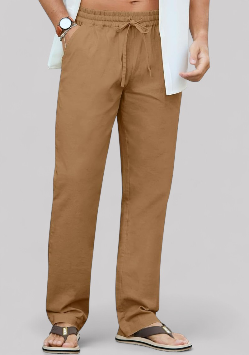Brown Linen Relaxed Fit Men Pant-50201