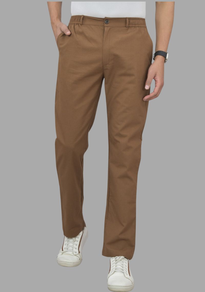 Brown Pure Cotton Mens Trouser-47065