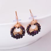 Brown Stone Circular Design with Golden Polish Earrings for Women