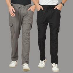Combo of 2 Cotton Cargo Pant Black and Gray-48332