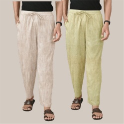 Combo of 2 Cotton Men Handloom Pant Beige and Beige-39989