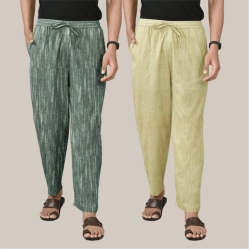 Combo of 2 Cotton Men Handloom Pant Beige and Gray-40106