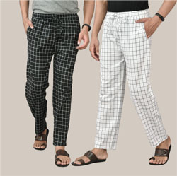 Combo of 2 Cotton Men Handloom Pant Black and White-36735