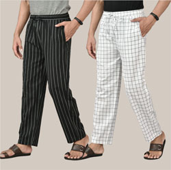Combo of 2 Cotton Men Handloom Pant Black and White-36739