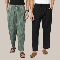 Combo of 2 Cotton Men Handloom Pant Gray and Black-39953