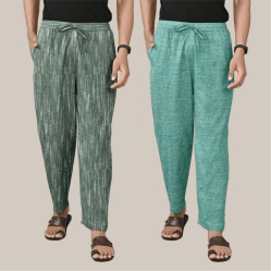 Combo of 2 Cotton Men Handloom Pant Gray and Olive Green-40040
