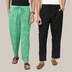 Combo of 2 Cotton Men Handloom Pant Green and Black-39951