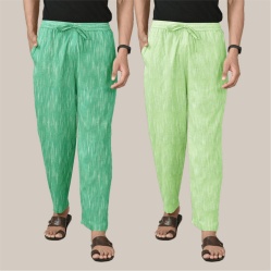 Combo of 2 Cotton Men Handloom Pant Green and Parrot Green-40026