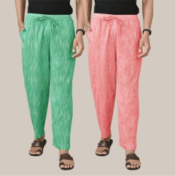 Combo of 2 Cotton Men Handloom Pant Green and Peach-39999