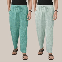 Combo of 2 Cotton Men Handloom Pant Light Gray and Olive Green-40039